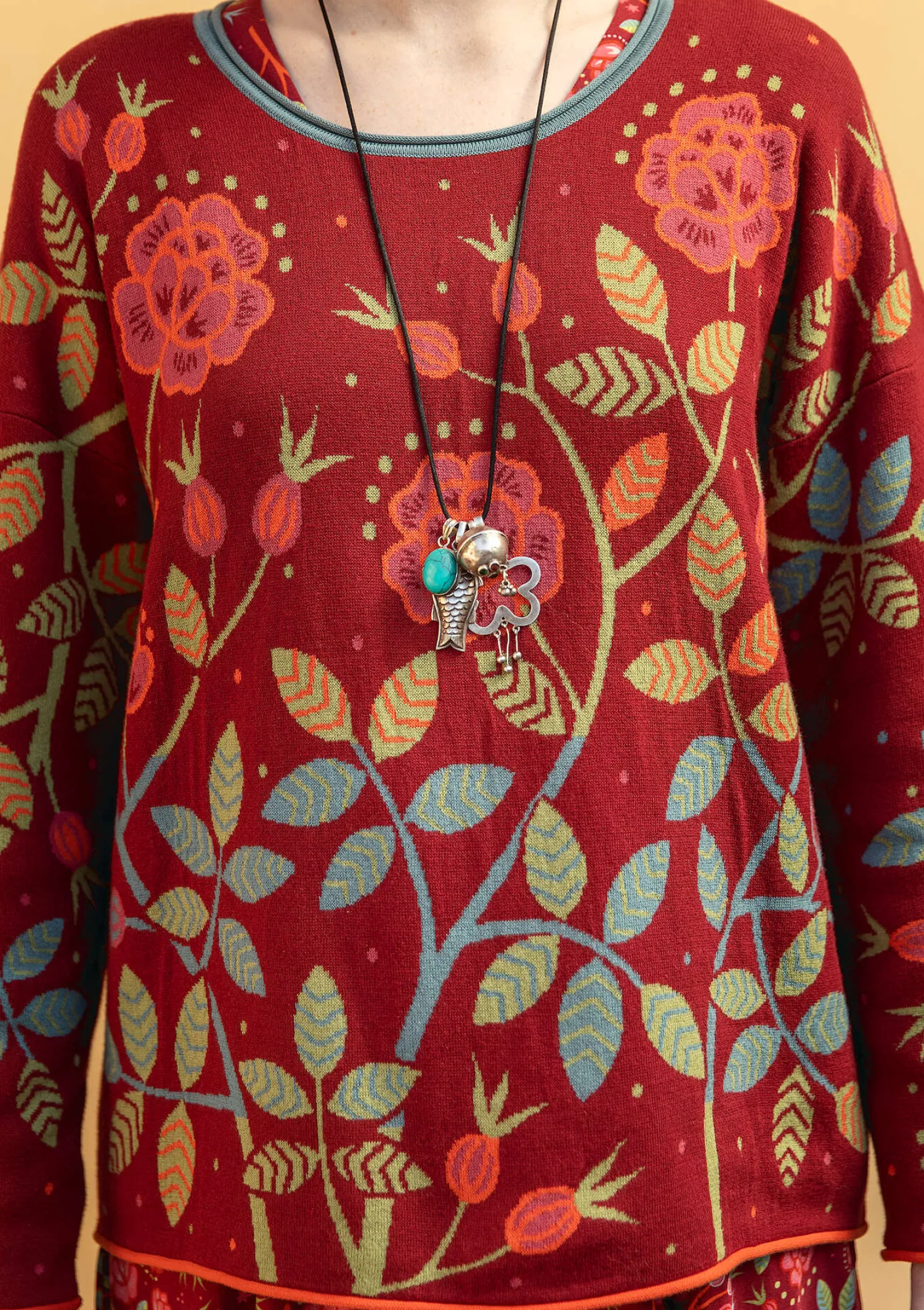 Best Sale Gudrun Sjödén Strickpullover „Nyponros“ aus Bio-/Recycling-Baumwolle maulbeere