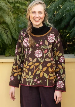 Best Sale Gudrun Sjödén Strickpullover „Nyponros“ aus Bio-/Recycling-Baumwolle maulbeere