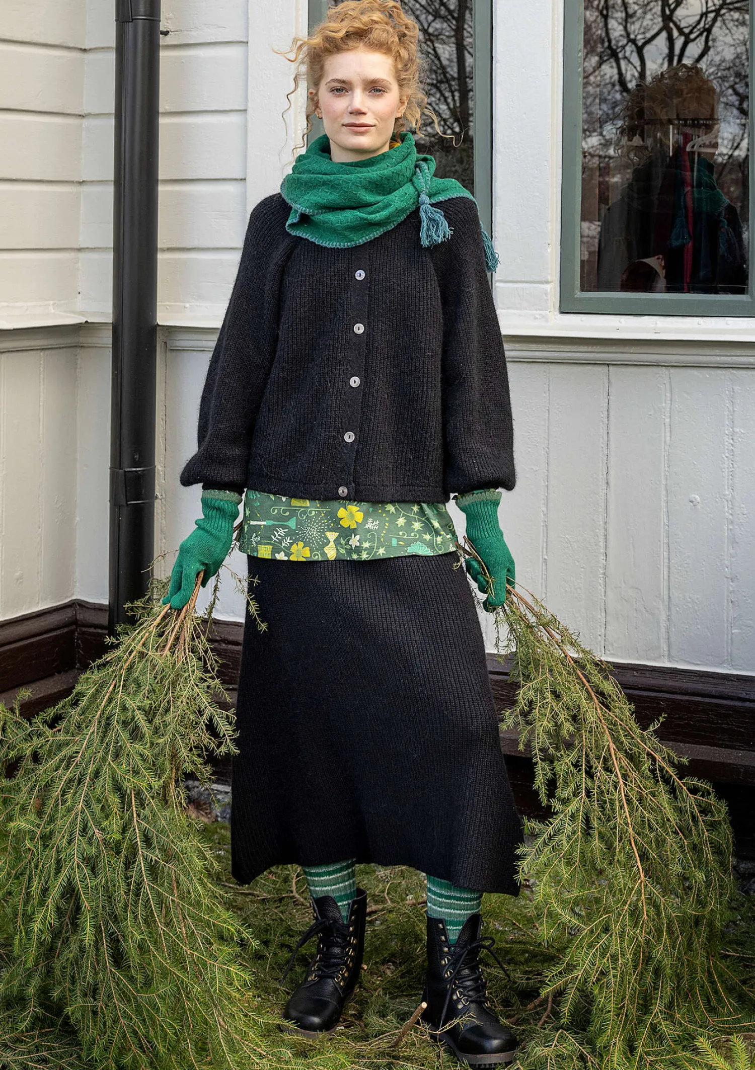 Best Gudrun Sjödén Strickrock „Vinternatt“ aus Bio- und Recycling-Baumwolle/Alpakawollgemisch tomate