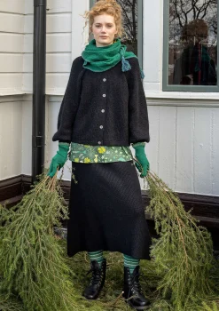 Store Gudrun Sjödén Strickrock „Vinternatt“ aus Bio- und Recycling-Baumwolle/Alpakawollgemisch dunkelgrün