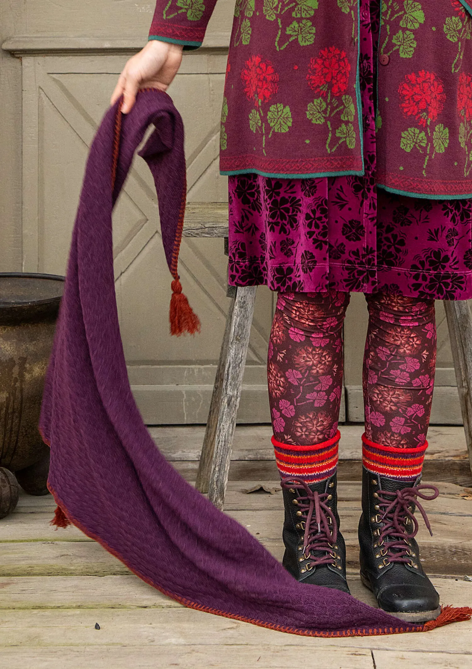Fashion Gudrun Sjödén Strickschal aus Lammwolle/ Recycling-Wolle schwarz