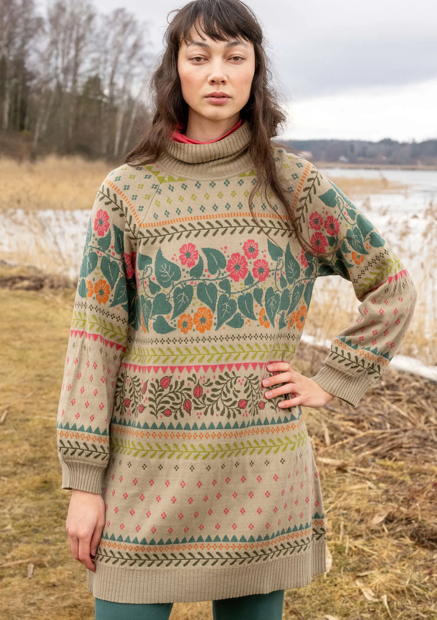 Shop Gudrun Sjödén Stricktunika „Borealis“ aus Bio- und Recycling-Baumwolle/Wolle tinte
