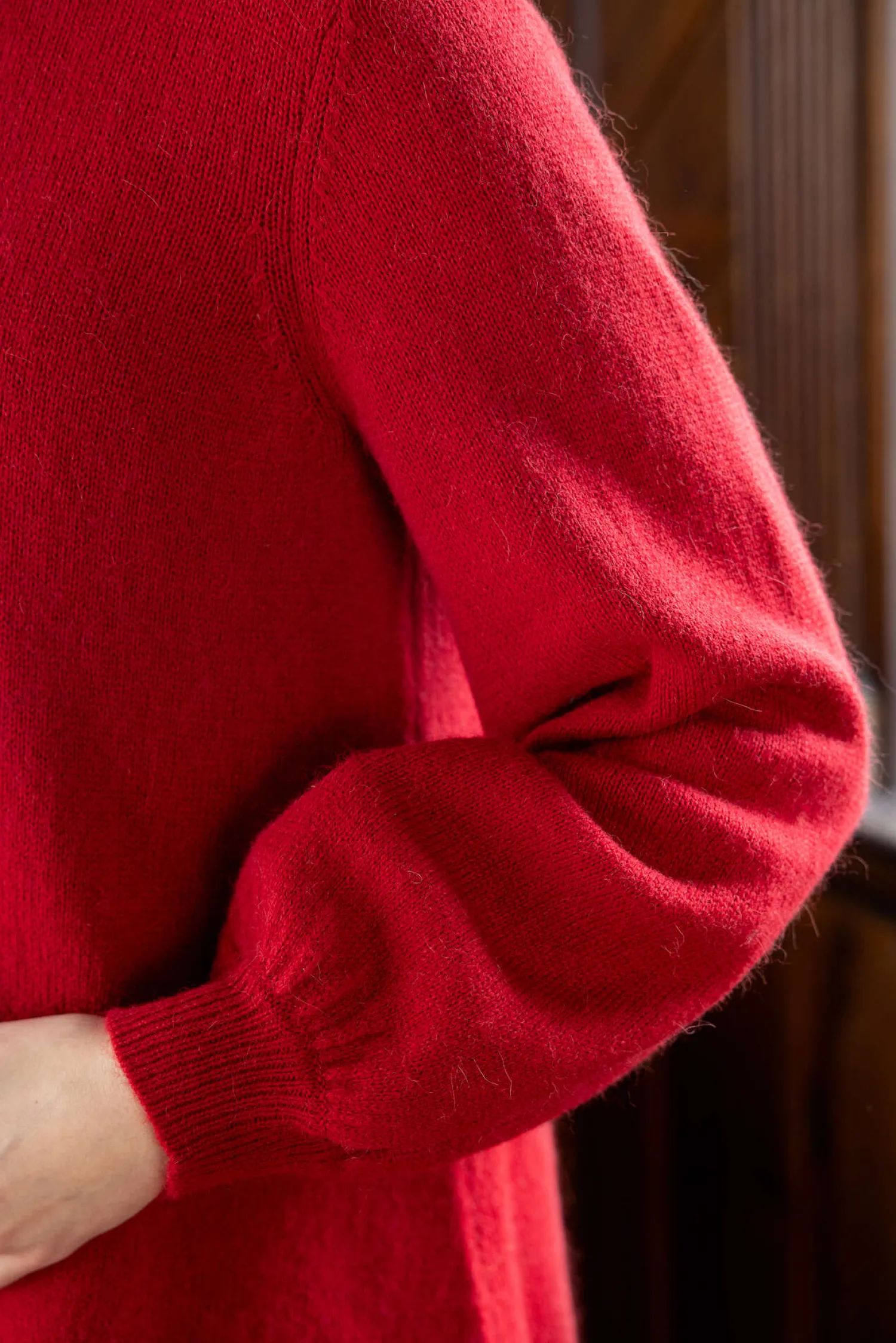 Best Sale Gudrun Sjödén Stricktunika „Vinternatt“ aus Bio- und Recycling-Baumwolle/Alpakawollgemisch tomate