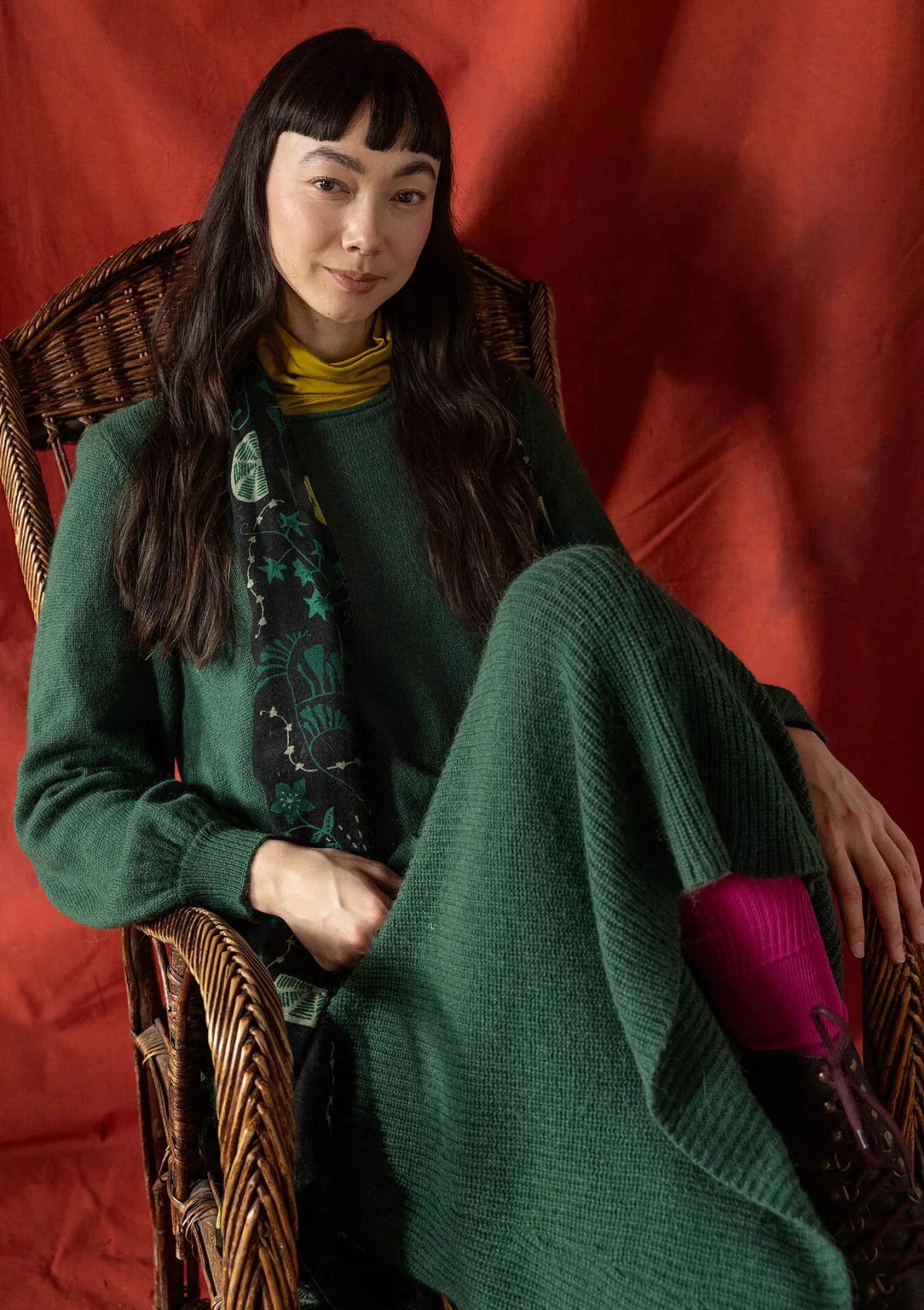 Best Sale Gudrun Sjödén Stricktunika „Vinternatt“ aus Bio- und Recycling-Baumwolle/Alpakawollgemisch tomate