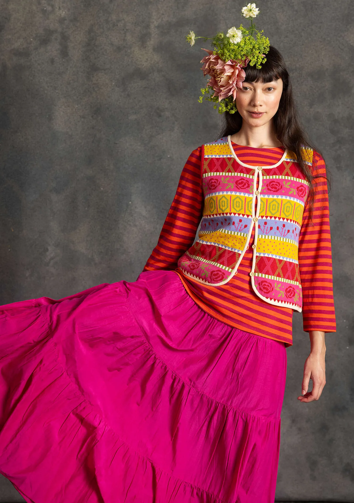 Hot Gudrun Sjödén Strickweste „Klara“ aus Bio-/Recycling-Baumwolle rapsfeld