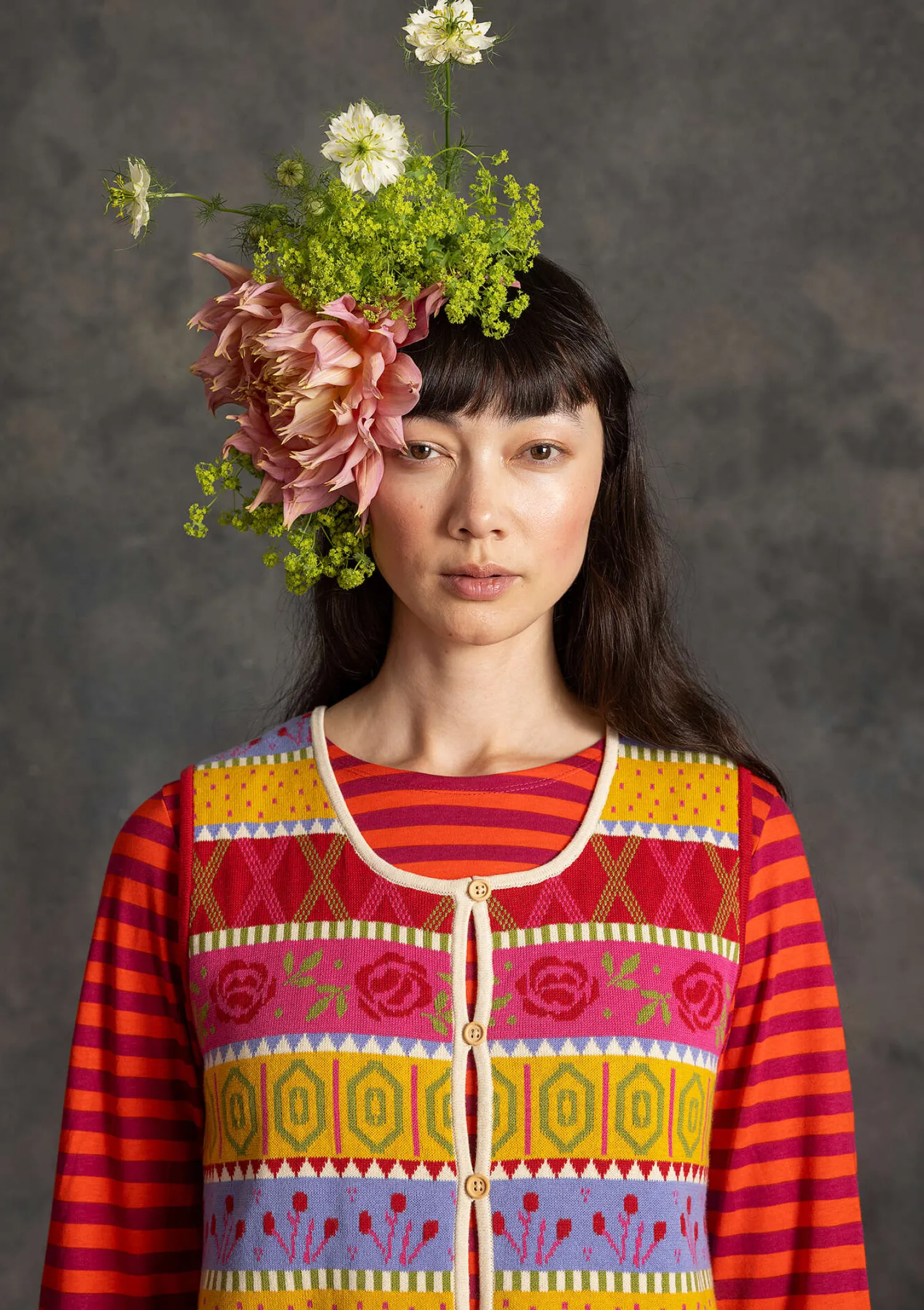 Shop Gudrun Sjödén Strickweste „Klara“ aus Bio-/Recycling-Baumwolle aubergine
