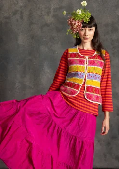 Shop Gudrun Sjödén Strickweste „Klara“ aus Bio-/Recycling-Baumwolle aubergine