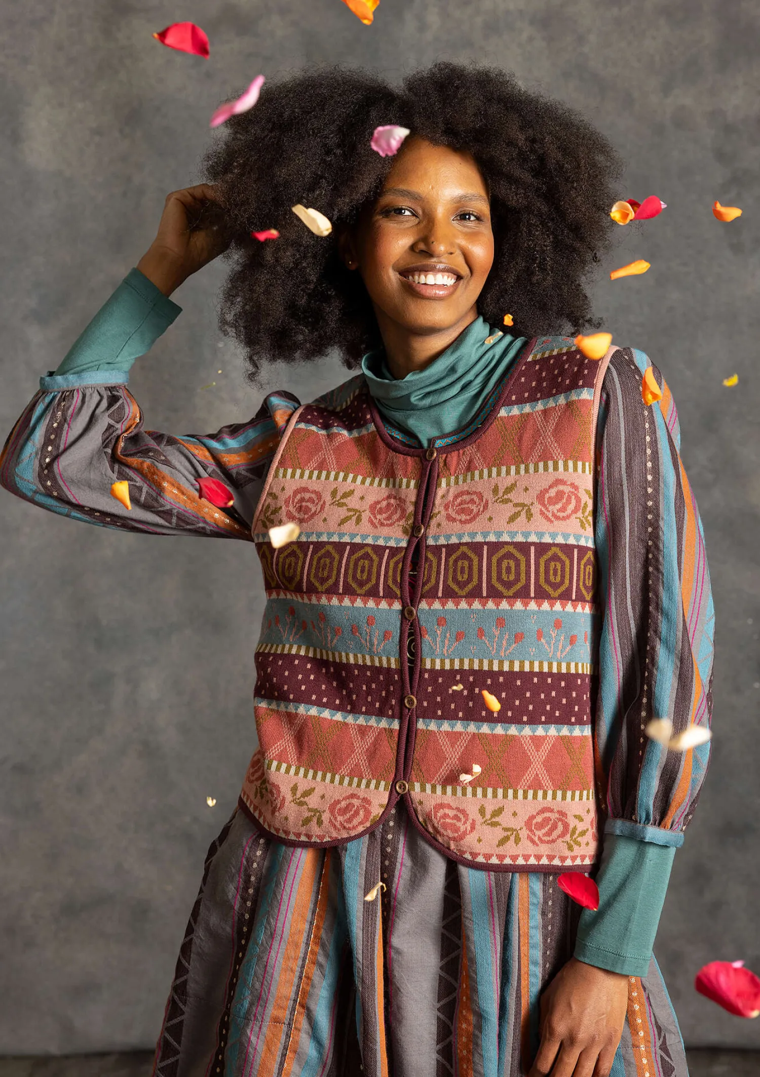 Shop Gudrun Sjödén Strickweste „Klara“ aus Bio-/Recycling-Baumwolle aubergine