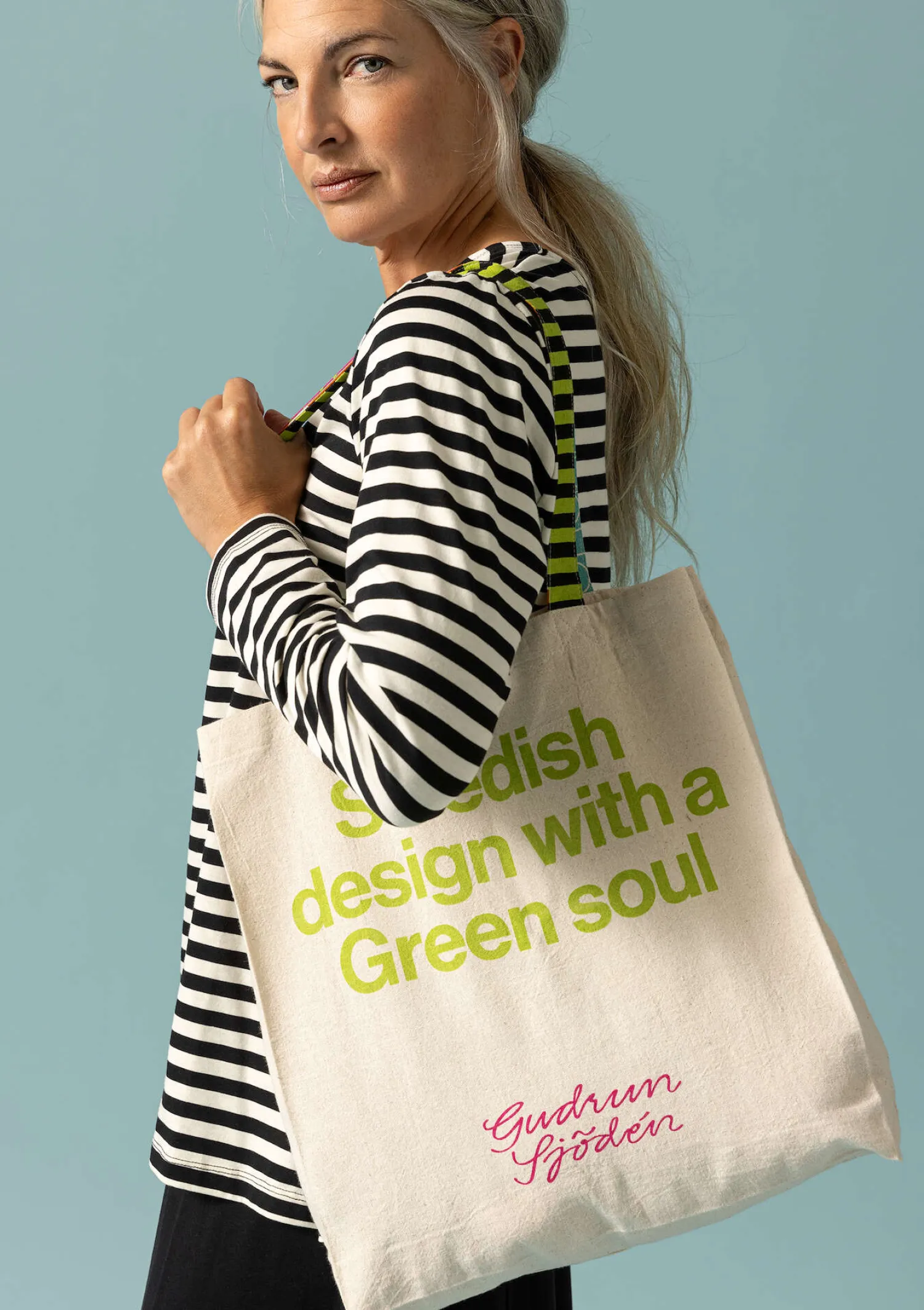 Clearance Gudrun Sjödén Tasche aus Bio-Baumwolle ungefärbt