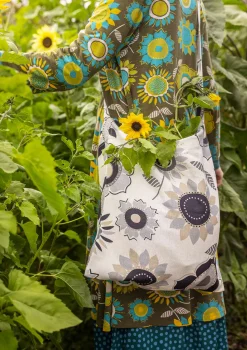 Hot Gudrun Sjödén Tasche „Sunflower“ aus Öko-Baumwolle/Leinen kornblumenblau