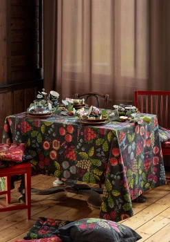 Cheap Gudrun Sjödén Tischdecke „Fruits“ aus Bio-Baumwolle dunkelaschgrau