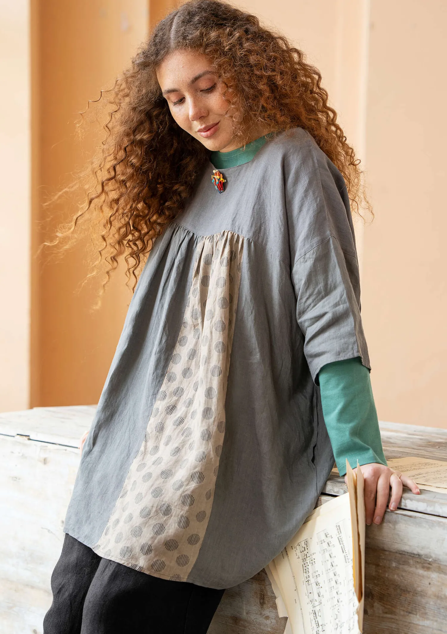 Clearance Gudrun Sjödén Tunika „Sonata“ aus Leinen indigo