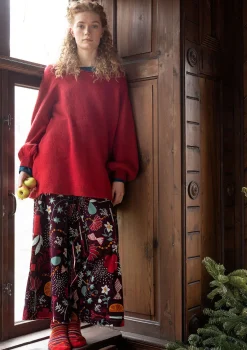 Best Sale Gudrun Sjödén Velourshose „Fyrverkeri“ aus Bio-Baumwolle/Recycling-Polyester aubergine-gemustert