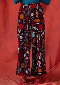 Best Sale Gudrun Sjödén Velourshose „Fyrverkeri“ aus Bio-Baumwolle/Recycling-Polyester aubergine-gemustert