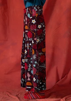 Best Sale Gudrun Sjödén Velourshose „Fyrverkeri“ aus Bio-Baumwolle/Recycling-Polyester aubergine-gemustert