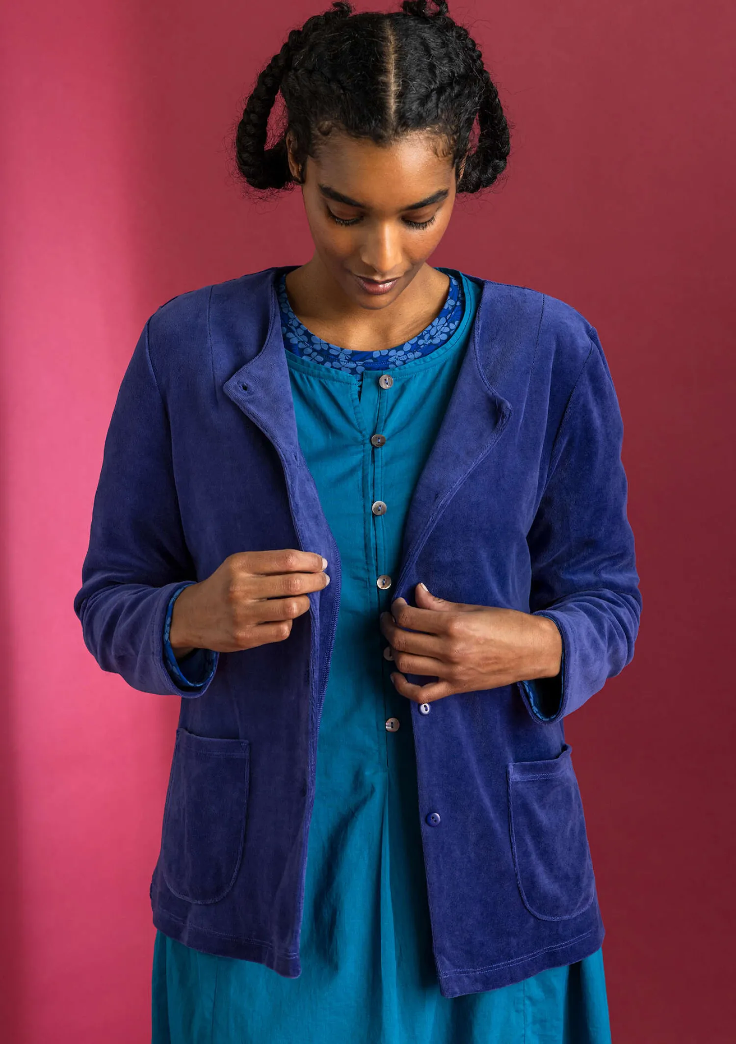 Hot Gudrun Sjödén Veloursjacke aus Bio-Baumwolle/Recycling-Polyester curry