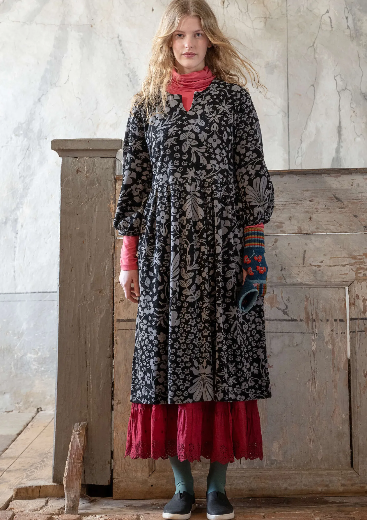 Cheap Gudrun Sjödén Velourskleid „Katla“ aus Bio-Baumwolle/Recycling-Polyester veronagrün