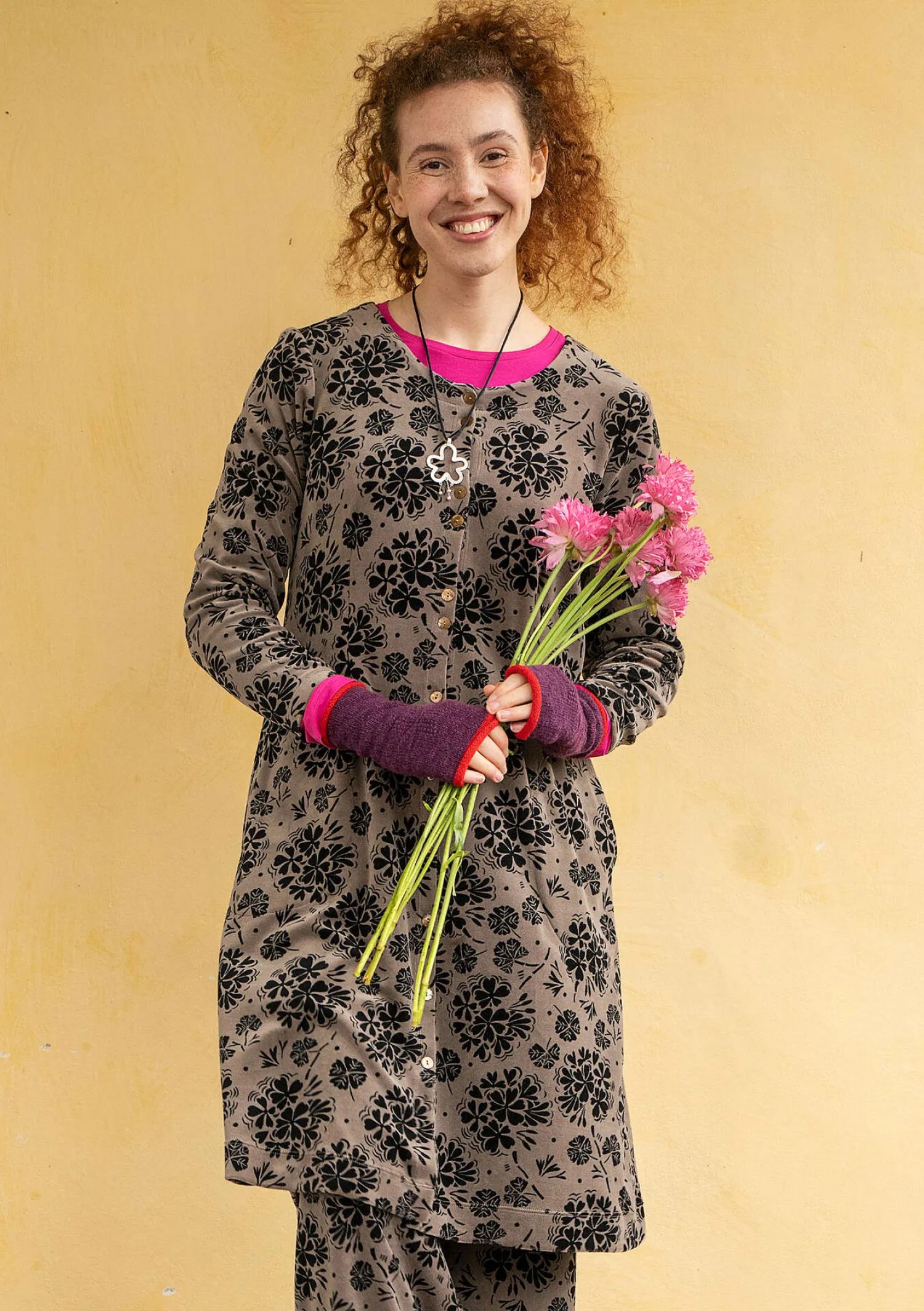 Flash Sale Gudrun Sjödén Velourskleid „Selma“ aus Bio-Baumwolle/Recycling-Polyester traube
