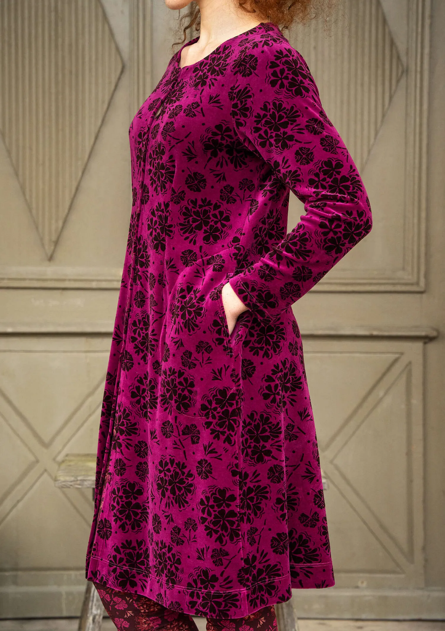 Flash Sale Gudrun Sjödén Velourskleid „Selma“ aus Bio-Baumwolle/Recycling-Polyester traube