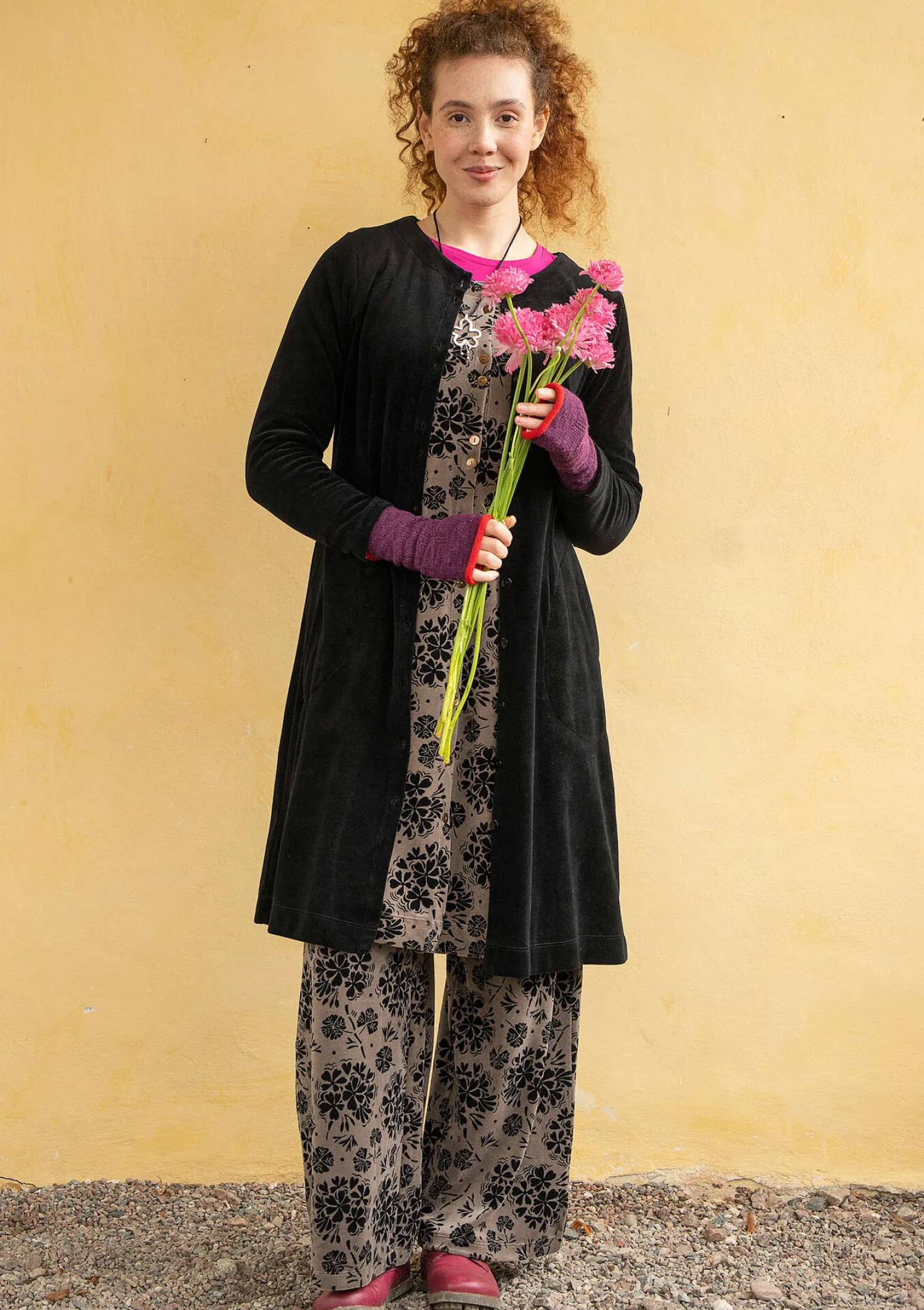 Flash Sale Gudrun Sjödén Velourskleid „Selma“ aus Bio-Baumwolle/Recycling-Polyester traube