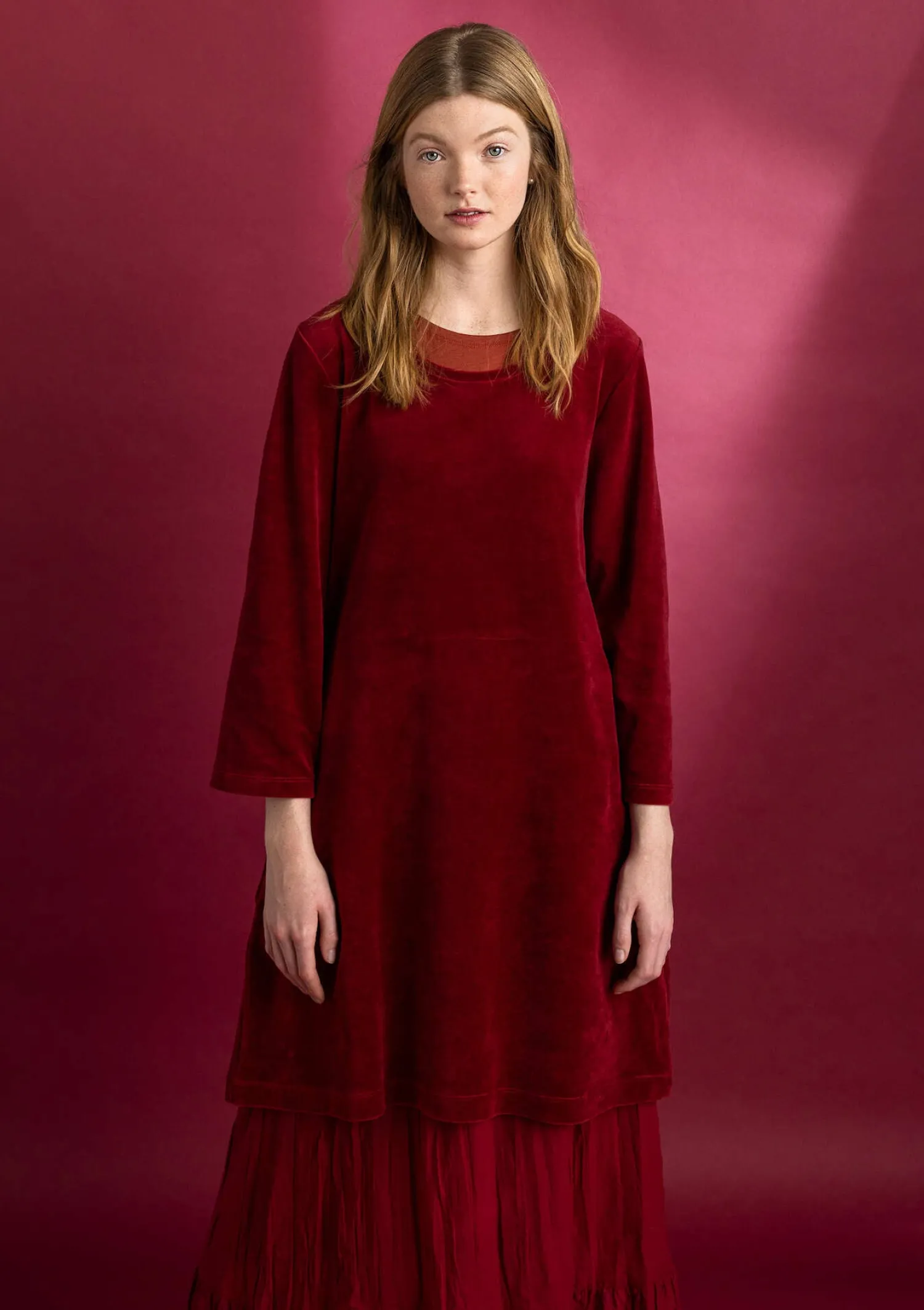 Discount Gudrun Sjödén Velourstunika aus Bio-Baumwolle/Recycling-Polyester granatapfel