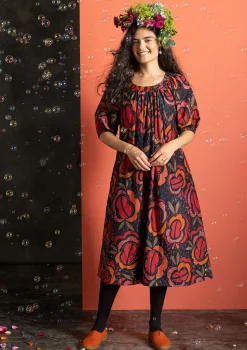 Best Gudrun Sjödén Webkleid „Great Rose“ aus Bio-Baumwolle/Seide schwarz