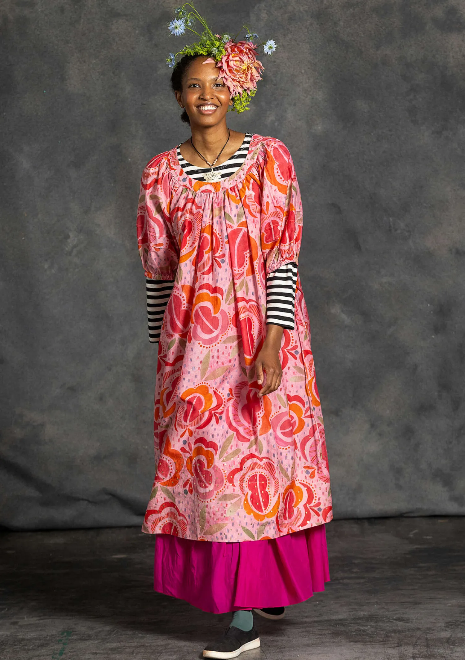 Sale Gudrun Sjödén Webkleid „Great Rose“ aus Bio-Baumwolle/Seide schwarz