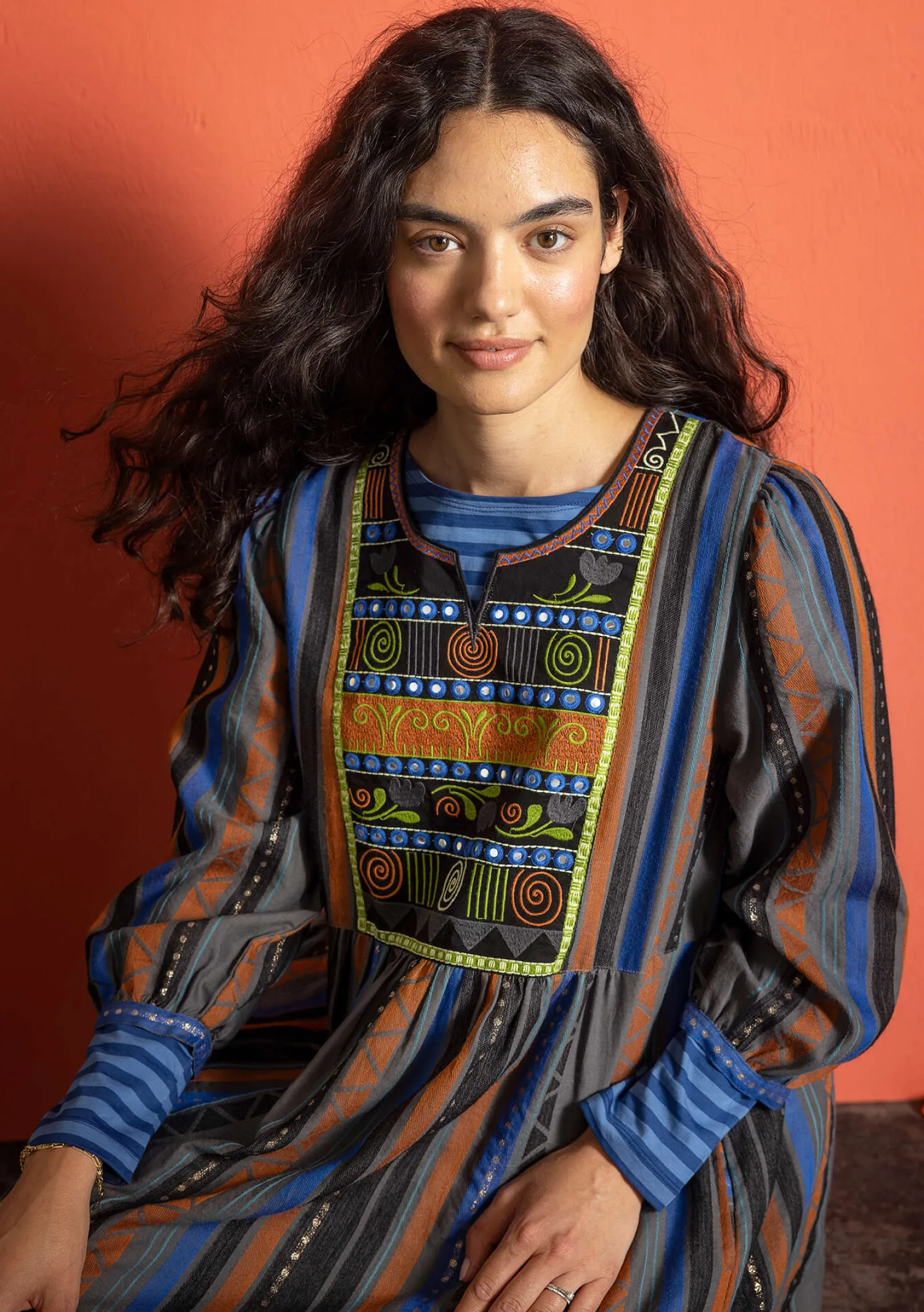 Store Gudrun Sjödén Webkleid „Jaipur“ aus Wolle/Baumwolle masala