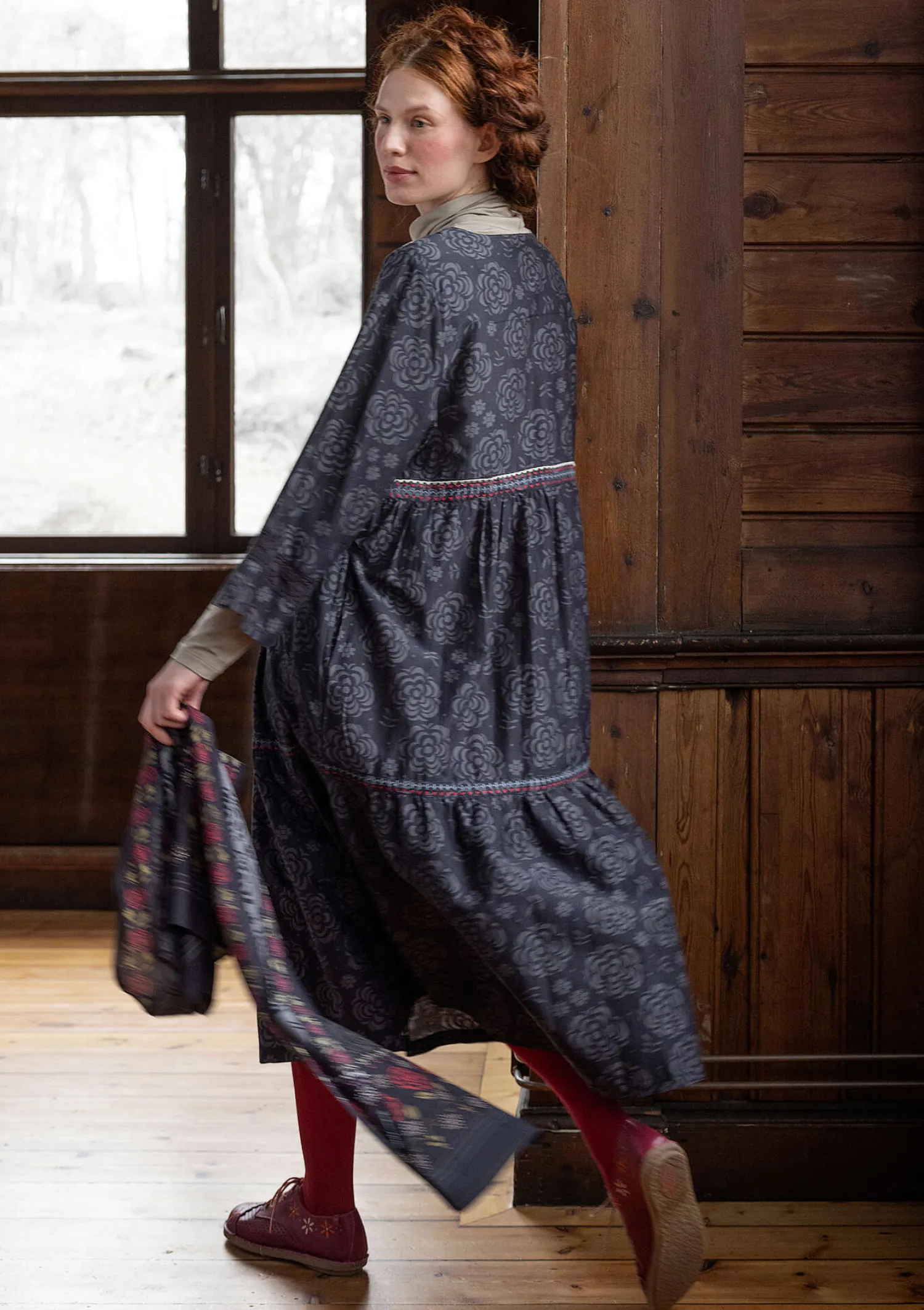 Clearance Gudrun Sjödén Webkleid „Kamelia“ aus Bio-Baumwolle/Seide schwarz