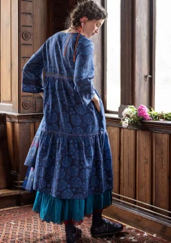 Outlet Gudrun Sjödén Webkleid „Kamelia“ aus Bio-Baumwolle/Seide indigoblau