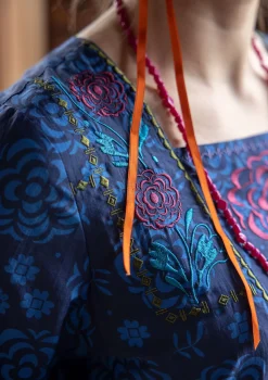 Outlet Gudrun Sjödén Webkleid „Kamelia“ aus Bio-Baumwolle/Seide schwarz