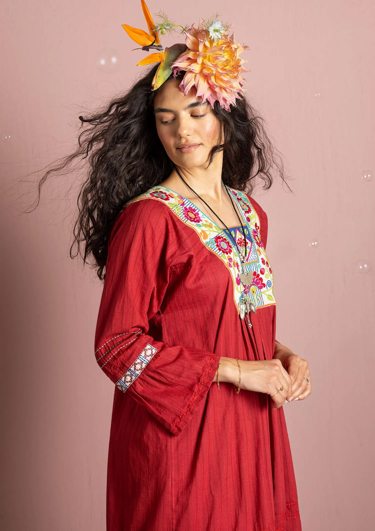 Best Sale Gudrun Sjödén Webkleid „Kristina“ aus Bio-Baumwolle mohn