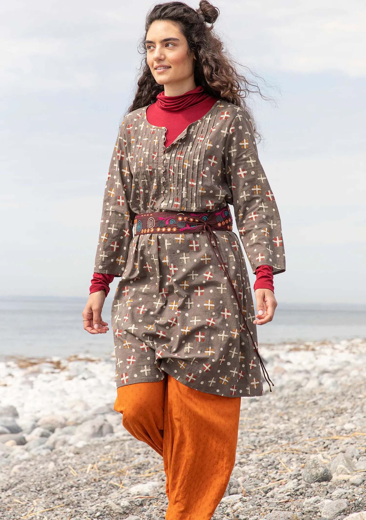 Cheap Gudrun Sjödén Webkleid „Neela“ aus Bio-Baumwolle sandgrün