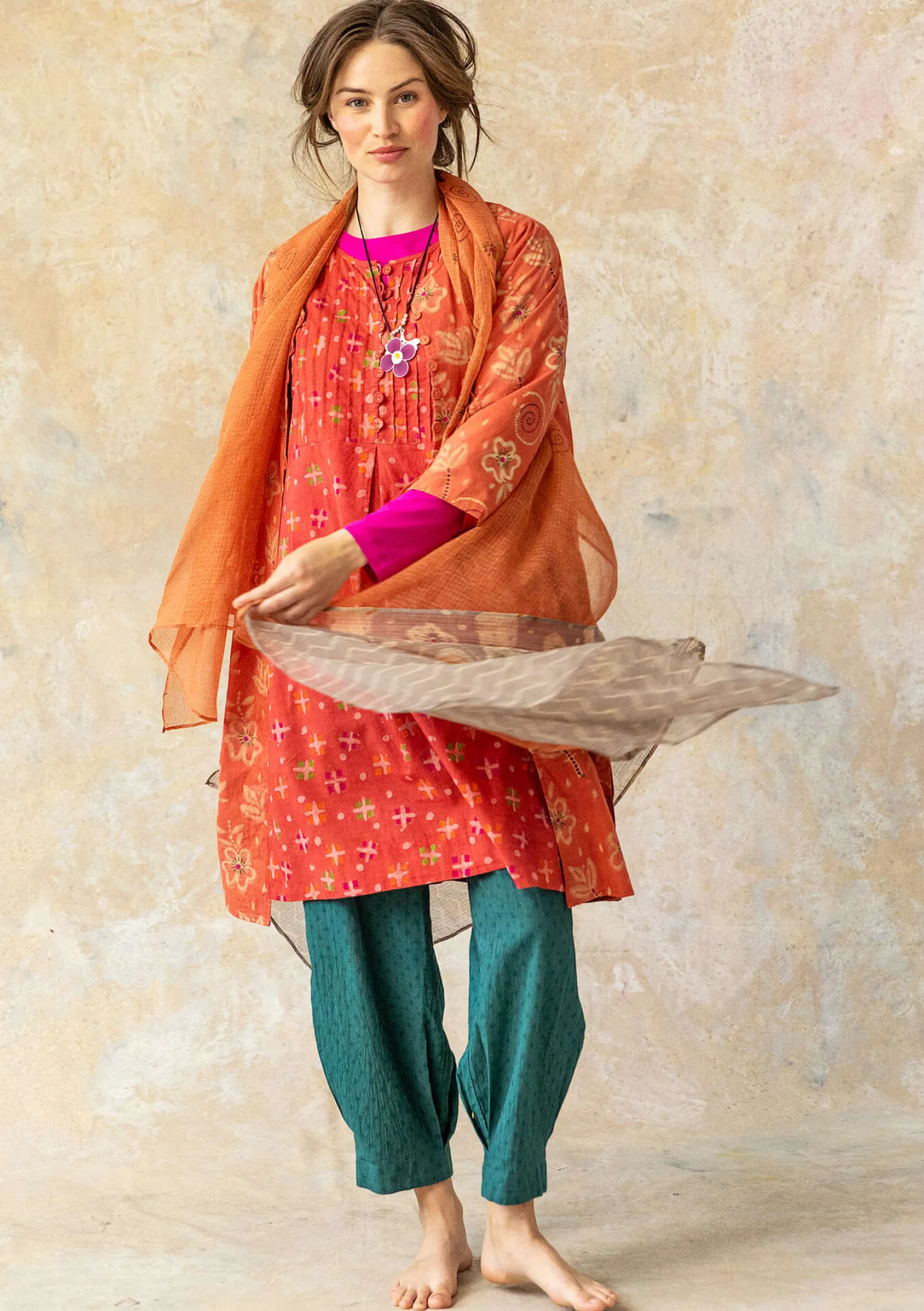 Shop Gudrun Sjödén Webkleid „Neela“ aus Bio-Baumwolle sandgrün