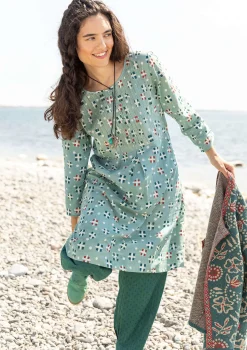 Clearance Gudrun Sjödén Webkleid „Neela“ aus Bio-Baumwolle sandgrün
