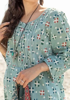 Clearance Gudrun Sjödén Webkleid „Neela“ aus Bio-Baumwolle sandgrün