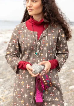 Clearance Gudrun Sjödén Webkleid „Neela“ aus Bio-Baumwolle sandgrün