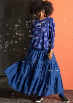 Fashion Gudrun Sjödén Webrock aus Baumwolle/Seide indigoblau