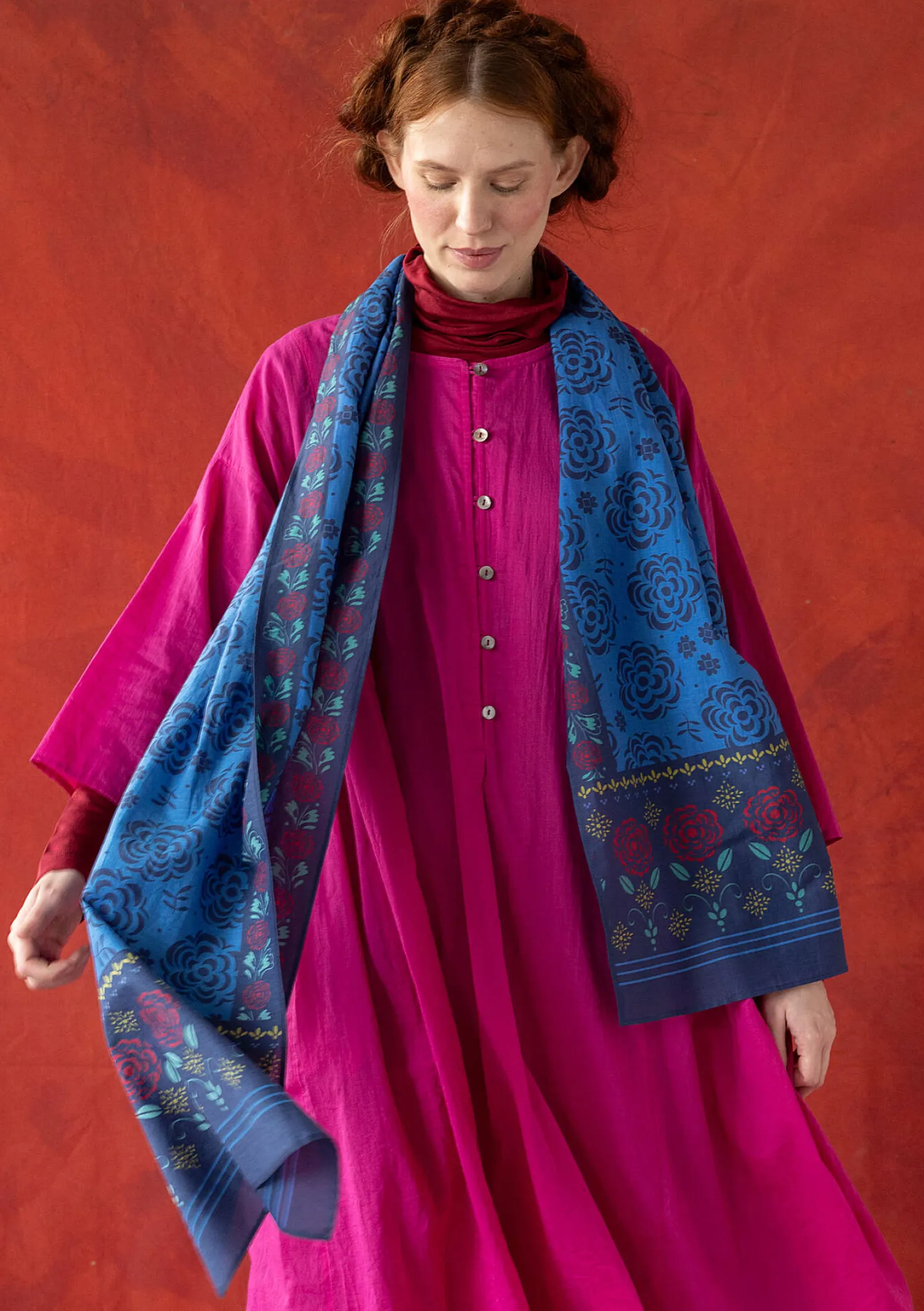 Best Sale Gudrun Sjödén Webschal „Kamelia“ aus Bio-Baumwolle/Seide indigoblau