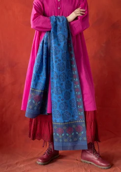 Sale Gudrun Sjödén Webschal „Kamelia“ aus Bio-Baumwolle/Seide indigoblau
