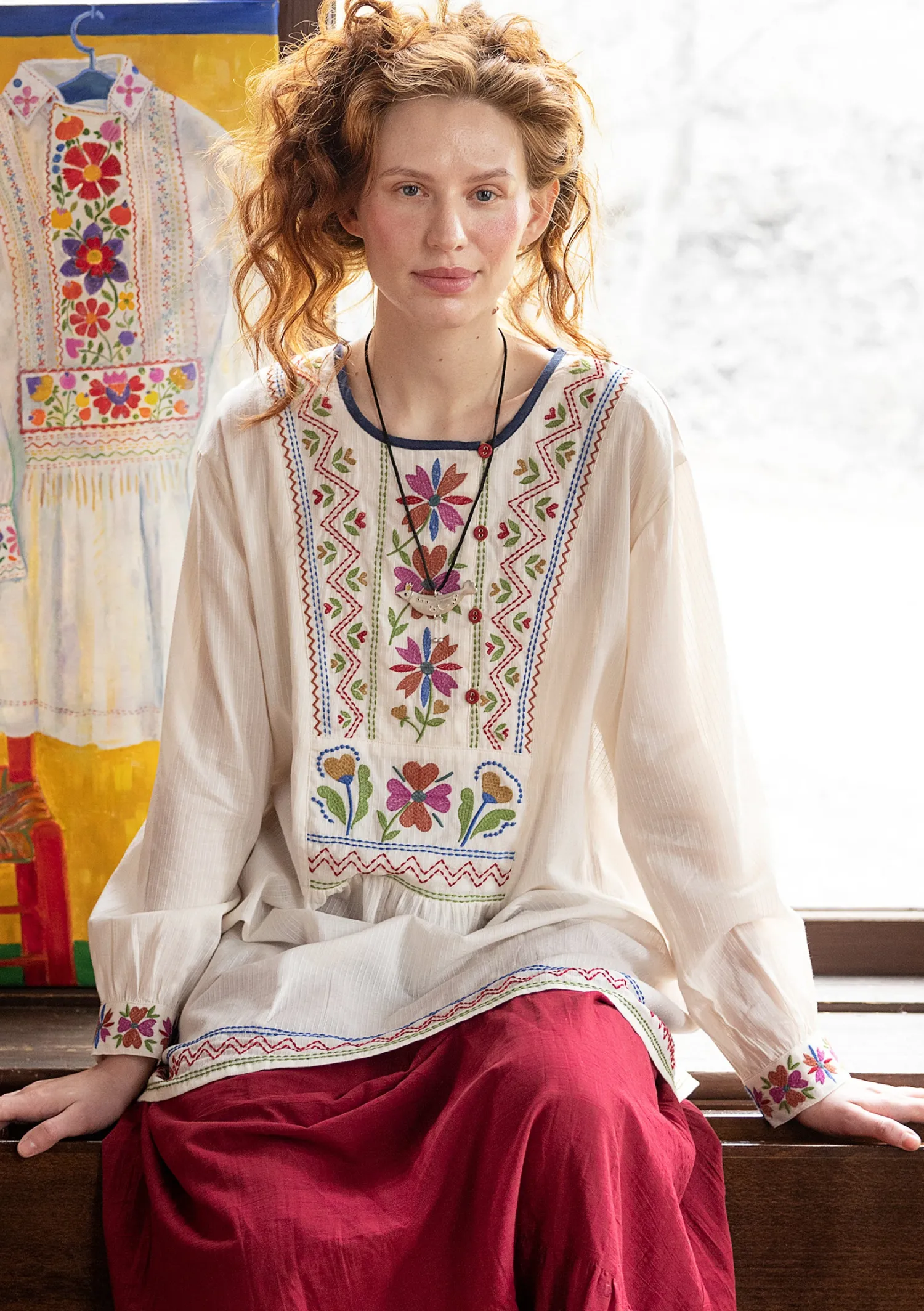 Fashion Gudrun Sjödén Webtunika „Wanja“ aus Bio-Baumwolle mohn