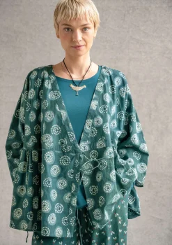 Discount Gudrun Sjödén Wickelbluse „Clay“ aus Bio-Baumwolle indigogrün