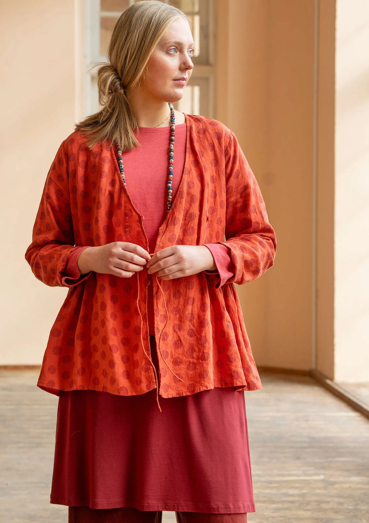Flash Sale Gudrun Sjödén Wickelbluse „Piccolo“ aus Leinen ziegel