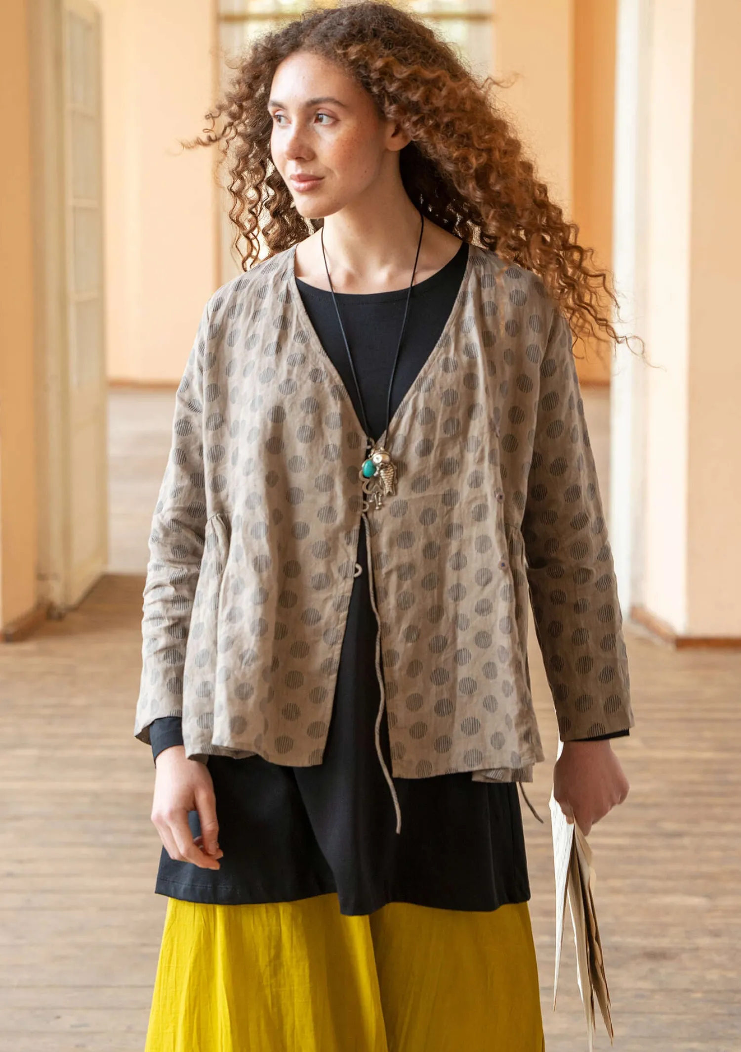Shop Gudrun Sjödén Wickelbluse „Piccolo“ aus Leinen ziegel